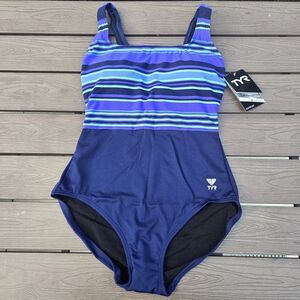 TYR Multicolor Blue Control Fit  SZ 8 1 Piece Bathing Suit NWT